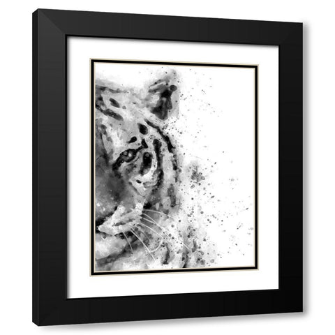 Tiger At Attention Black Modern Wood Framed Art Print with Double Matting by Wong, Brandon