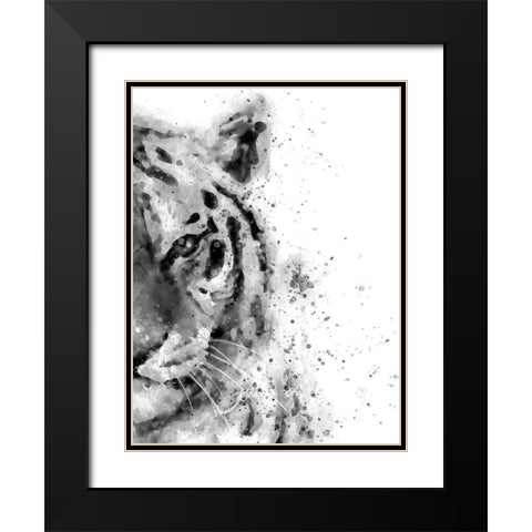 Tiger At Attention Black Modern Wood Framed Art Print with Double Matting by Wong, Brandon