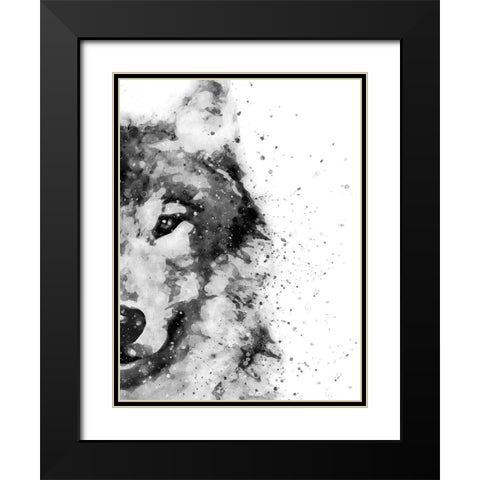 Wolf At Attention Black Modern Wood Framed Art Print with Double Matting by Wong, Brandon