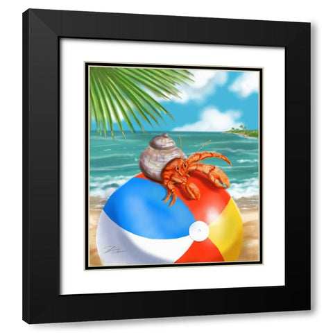 Beach Friends - Hermit Crab Black Modern Wood Framed Art Print with Double Matting by Warren, Shari