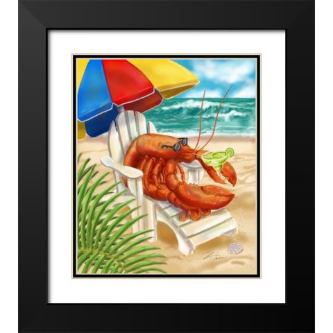 Beach Friends - Lobster Black Modern Wood Framed Art Print with Double Matting by Warren, Shari