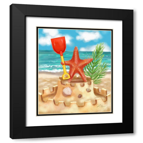 Beach Friends - Starfish Black Modern Wood Framed Art Print with Double Matting by Warren, Shari
