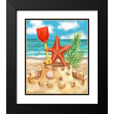 Beach Friends - Starfish Black Modern Wood Framed Art Print with Double Matting by Warren, Shari