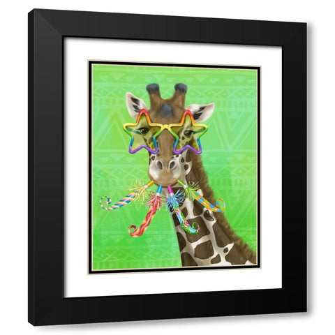Party Safari Giraffe Black Modern Wood Framed Art Print with Double Matting by Warren, Shari