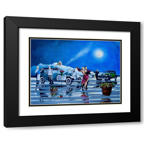 Date Night No. 4 Black Modern Wood Framed Art Print with Double Matting by West, Ronald