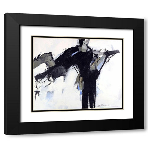 Leap Frog Black Modern Wood Framed Art Print with Double Matting by Wild, Beau