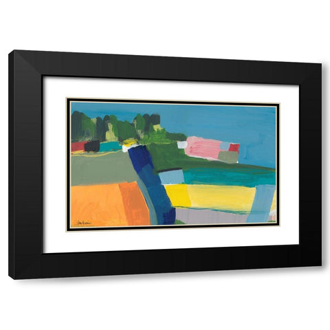 Small Town On a Hill No. 2 Black Modern Wood Framed Art Print with Double Matting by Weiss, Jan