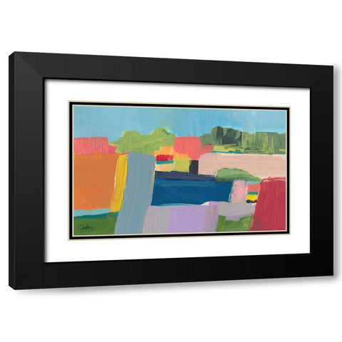 Small Town On a Hill No. 3 Black Modern Wood Framed Art Print with Double Matting by Weiss, Jan