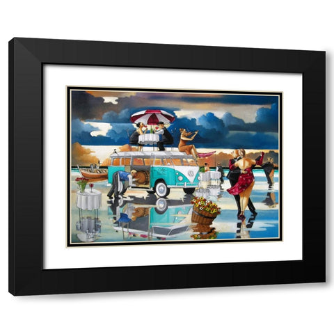 Cafe Helia Black Modern Wood Framed Art Print with Double Matting by West, Ronald