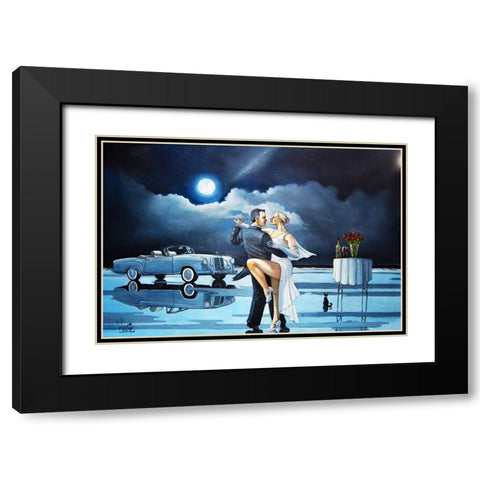 Date Night III Black Modern Wood Framed Art Print with Double Matting by West, Ronald