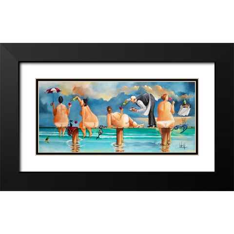 Ladies Afternoon II Black Modern Wood Framed Art Print with Double Matting by West, Ronald