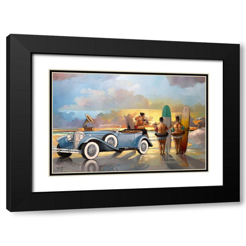 Shubies Black Modern Wood Framed Art Print with Double Matting by West, Ronald