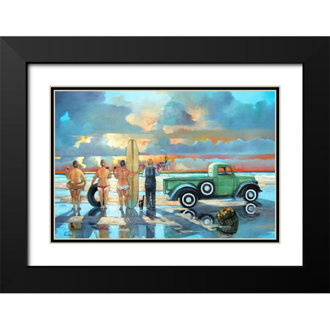 Sundowner Black Modern Wood Framed Art Print with Double Matting by West, Ronald