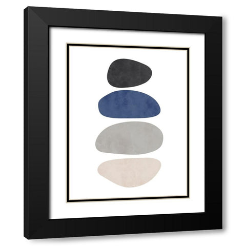 Stone No. 2 Black Modern Wood Framed Art Print with Double Matting by Wong, Brandon