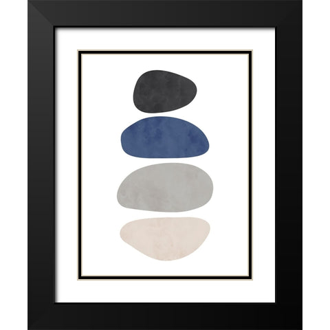 Stone No. 2 Black Modern Wood Framed Art Print with Double Matting by Wong, Brandon