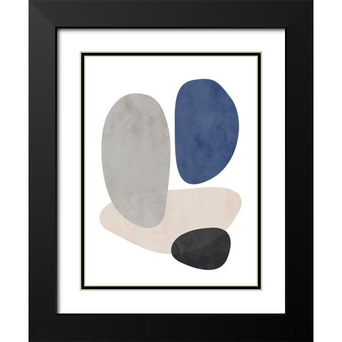 Stone No. 3 Black Modern Wood Framed Art Print with Double Matting by Wong, Brandon