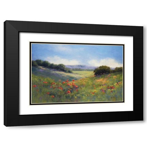 Poppies with a View Black Modern Wood Framed Art Print with Double Matting by Weil, Alice