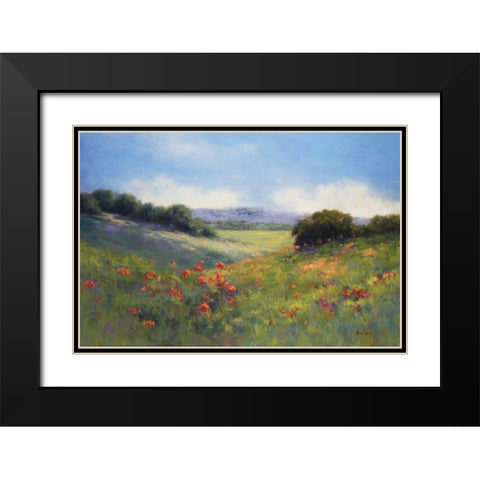 Poppies with a View Black Modern Wood Framed Art Print with Double Matting by Weil, Alice