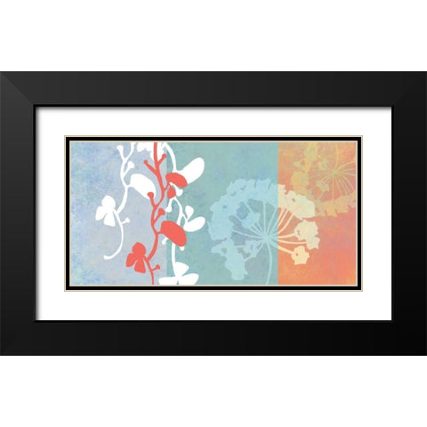 Coral Flowers Black Modern Wood Framed Art Print with Double Matting by Weiss, Jan