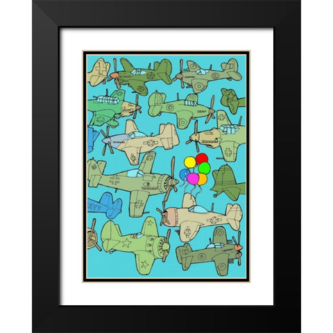 Odd Ones - Balloons Black Modern Wood Framed Art Print with Double Matting by Wilson, Duncan