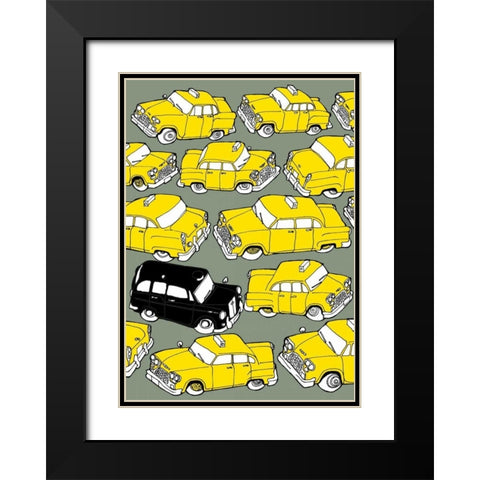 Odd Ones - Black Cab Black Modern Wood Framed Art Print with Double Matting by Wilson, Duncan