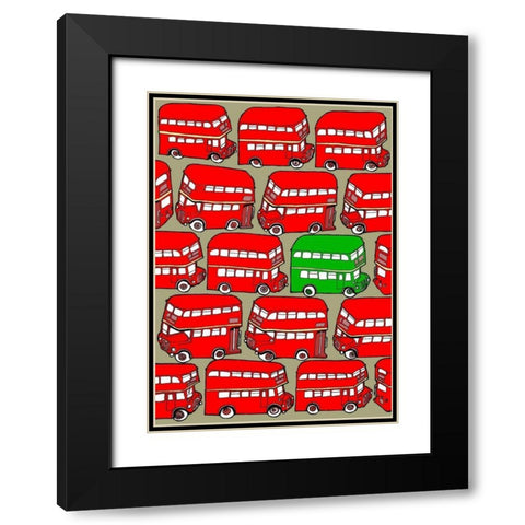 Odd Ones - Green Double Decker Black Modern Wood Framed Art Print with Double Matting by Wilson, Duncan