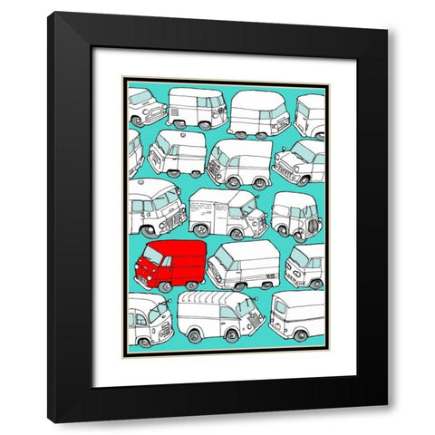 Odd Ones - Red Van Black Modern Wood Framed Art Print with Double Matting by Wilson, Duncan