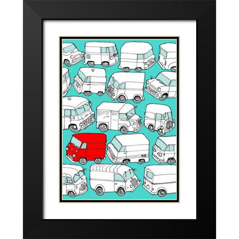 Odd Ones - Red Van Black Modern Wood Framed Art Print with Double Matting by Wilson, Duncan