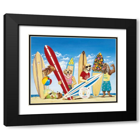 K-9 Surf Club Black Modern Wood Framed Art Print with Double Matting by Westmoreland, Scott