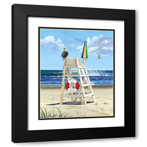 Pelican Perch Black Modern Wood Framed Art Print with Double Matting by Westmoreland, Scott