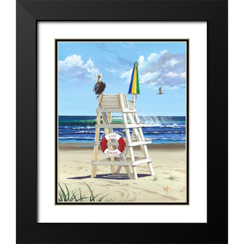 Pelican Perch Black Modern Wood Framed Art Print with Double Matting by Westmoreland, Scott