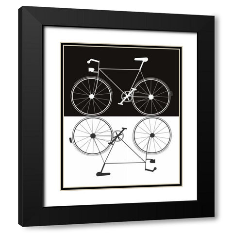Two Bikes Black Modern Wood Framed Art Print with Double Matting by Weiss, Jan