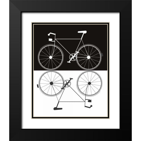 Two Bikes Black Modern Wood Framed Art Print with Double Matting by Weiss, Jan
