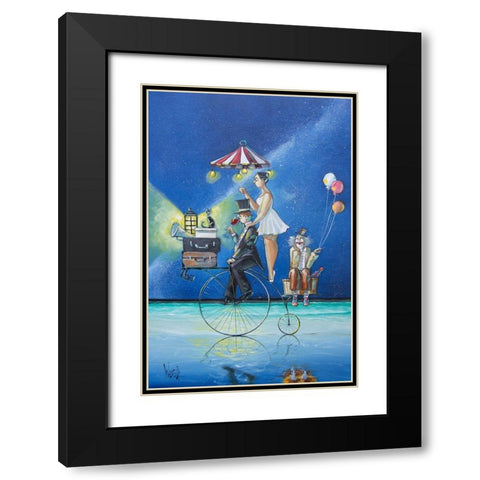 The Circus Is Coming to Town Black Modern Wood Framed Art Print with Double Matting by West, Ronald