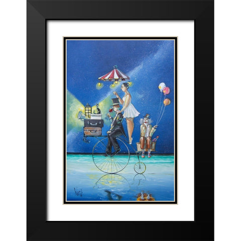 The Circus Is Coming to Town Black Modern Wood Framed Art Print with Double Matting by West, Ronald