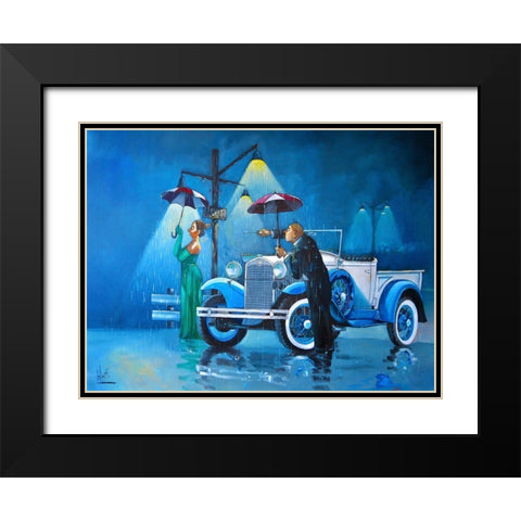 Late for the Ball Black Modern Wood Framed Art Print with Double Matting by West, Ronald