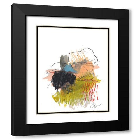 Abstract Landscape No. 30 Black Modern Wood Framed Art Print with Double Matting by Weiss, Jan