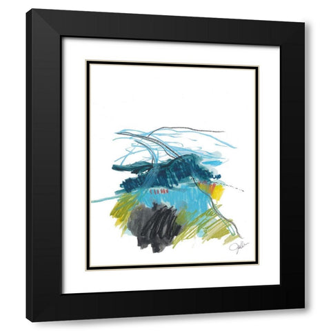 Abstract Landscape No. 33 Black Modern Wood Framed Art Print with Double Matting by Weiss, Jan