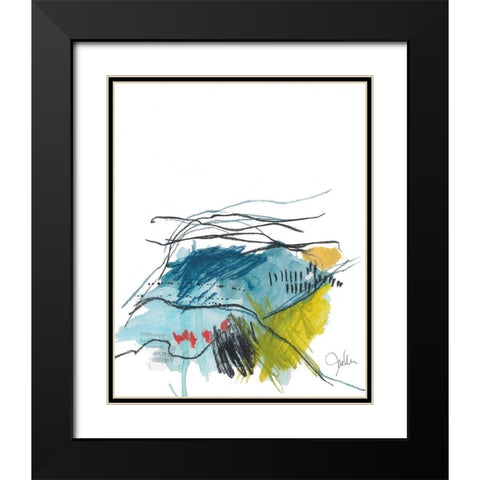 Abstract Landscape No. 35 Black Modern Wood Framed Art Print with Double Matting by Weiss, Jan