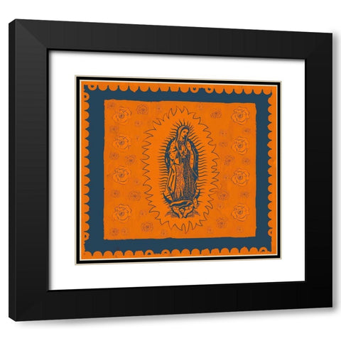 Orange and Blue Mary Black Modern Wood Framed Art Print with Double Matting by Wiley, Marta