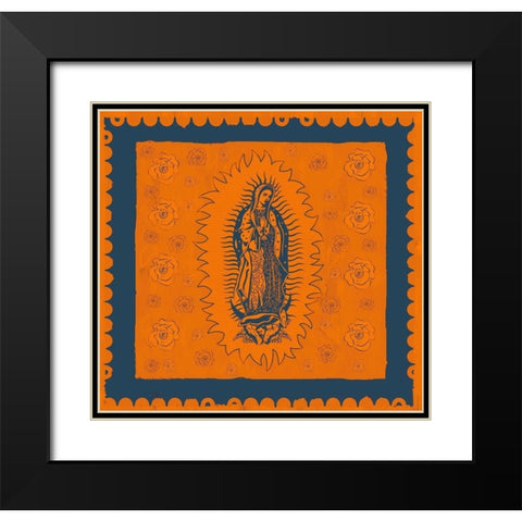 Orange and Blue Mary Black Modern Wood Framed Art Print with Double Matting by Wiley, Marta