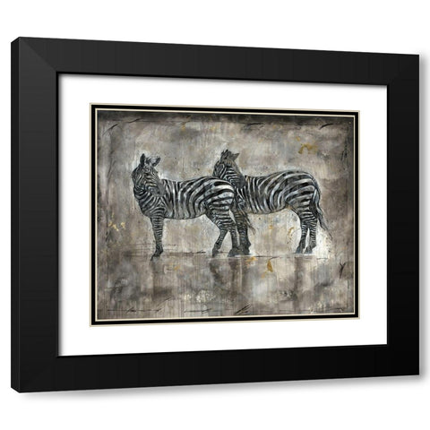 Zebras Black Modern Wood Framed Art Print with Double Matting by Wiley, Marta