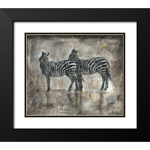 Zebras Black Modern Wood Framed Art Print with Double Matting by Wiley, Marta