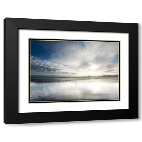 Long Beach Black Modern Wood Framed Art Print with Double Matting by White, Lynda