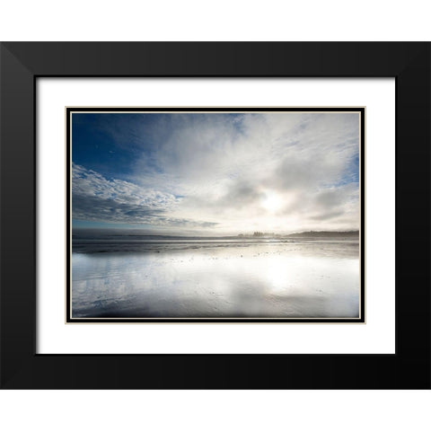 Long Beach Black Modern Wood Framed Art Print with Double Matting by White, Lynda