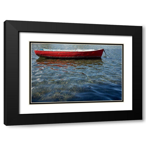 Red Boat Black Modern Wood Framed Art Print with Double Matting by White, Lynda
