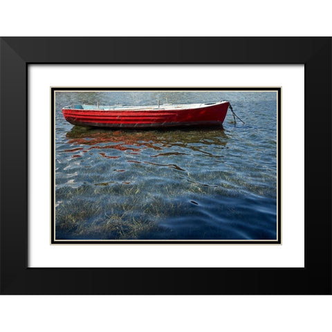 Red Boat Black Modern Wood Framed Art Print with Double Matting by White, Lynda