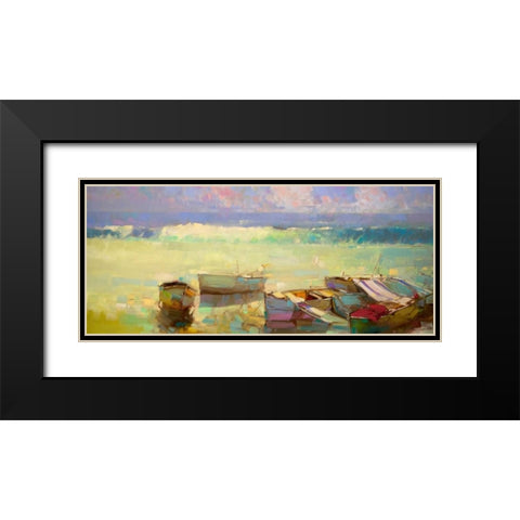Rowboats Black Modern Wood Framed Art Print with Double Matting by Yeremyan, Vahe