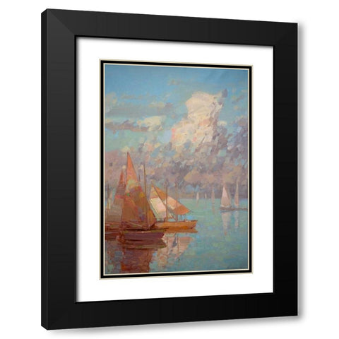 Sail Boats Black Modern Wood Framed Art Print with Double Matting by Yeremyan, Vahe