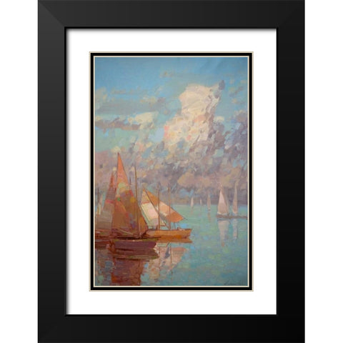 Sail Boats Black Modern Wood Framed Art Print with Double Matting by Yeremyan, Vahe